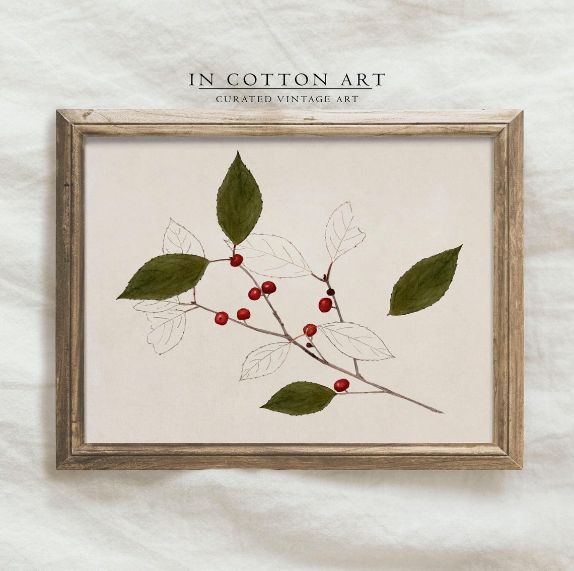 Winterberry Botanical Watercolor Red Berries Branch Study Art Print - Image 4