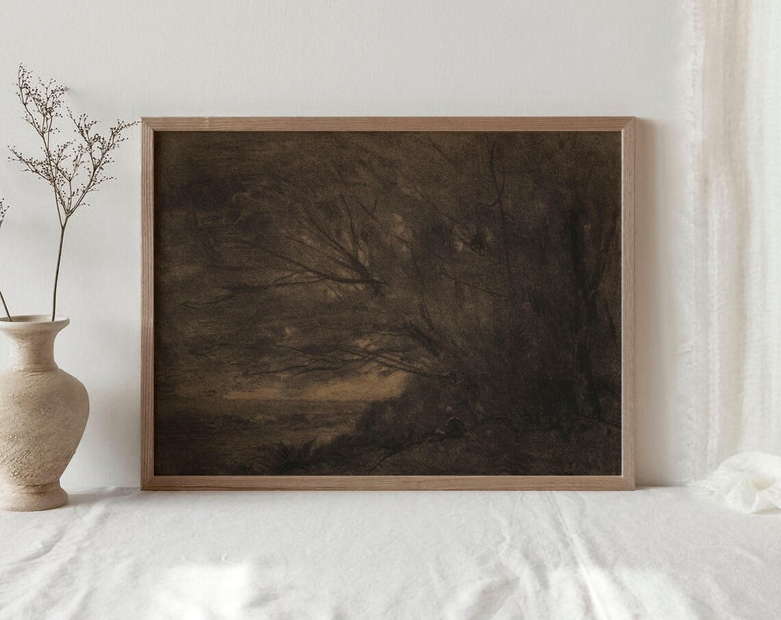 Moody Rustic Forest Landscape, Vintage Art Print - Image 3