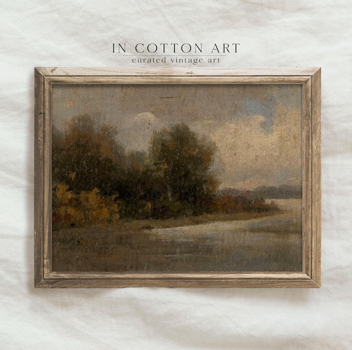 Rustic Fall Lake Landscape, Vintage Oil Painting Print - Image 3