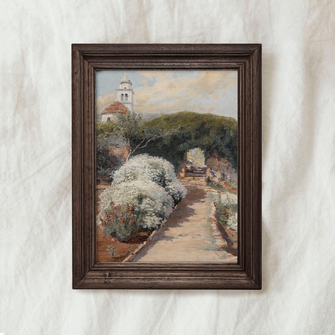 Vintage Garden Oil Painting, European Village Art Print - Image 3