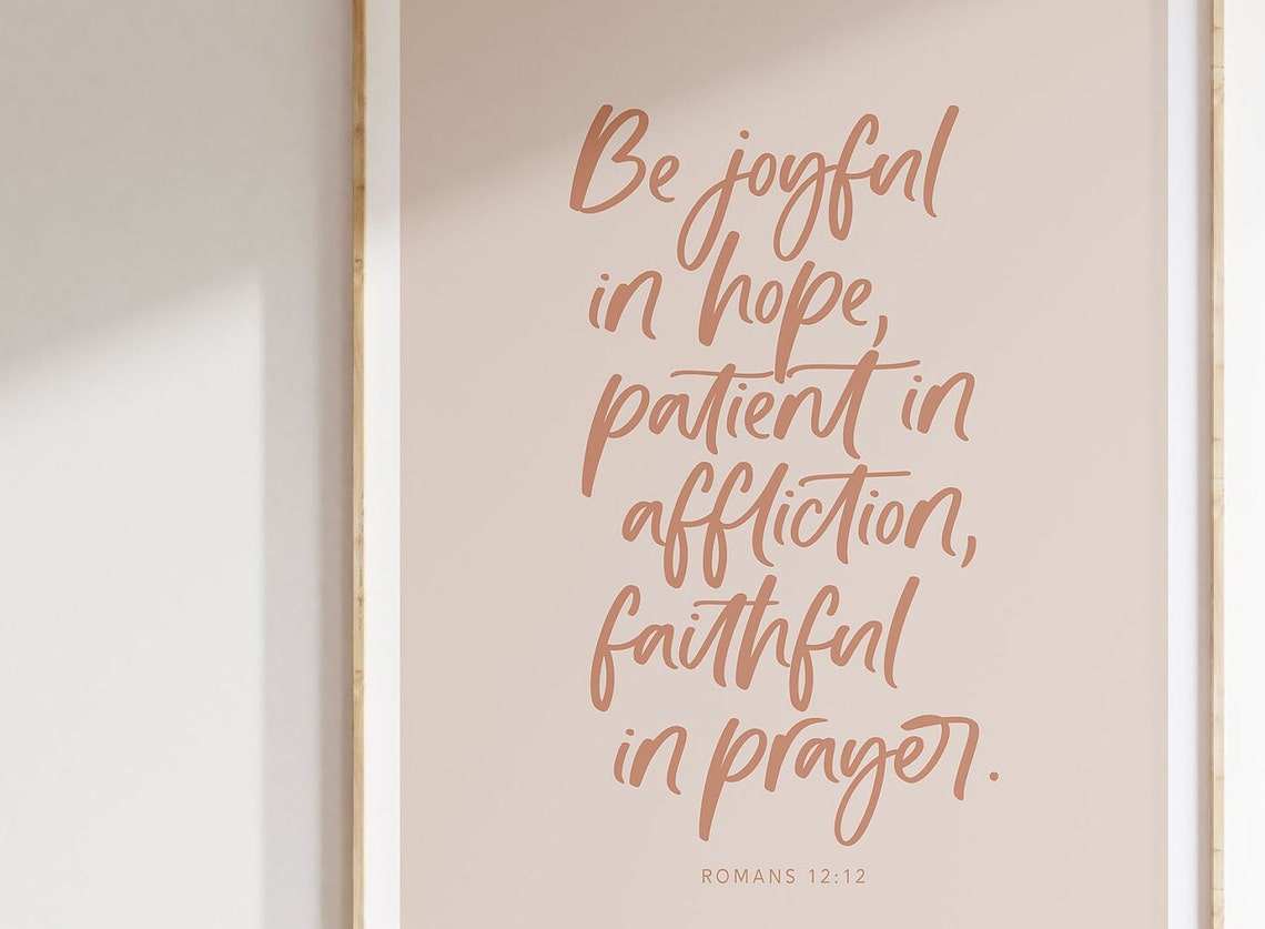 Romans 1212 Be Joyful In Hope Wall Art Christian Bible Verse Modern Scripture Handwritten Print Baptism Gift Idea - Image 2