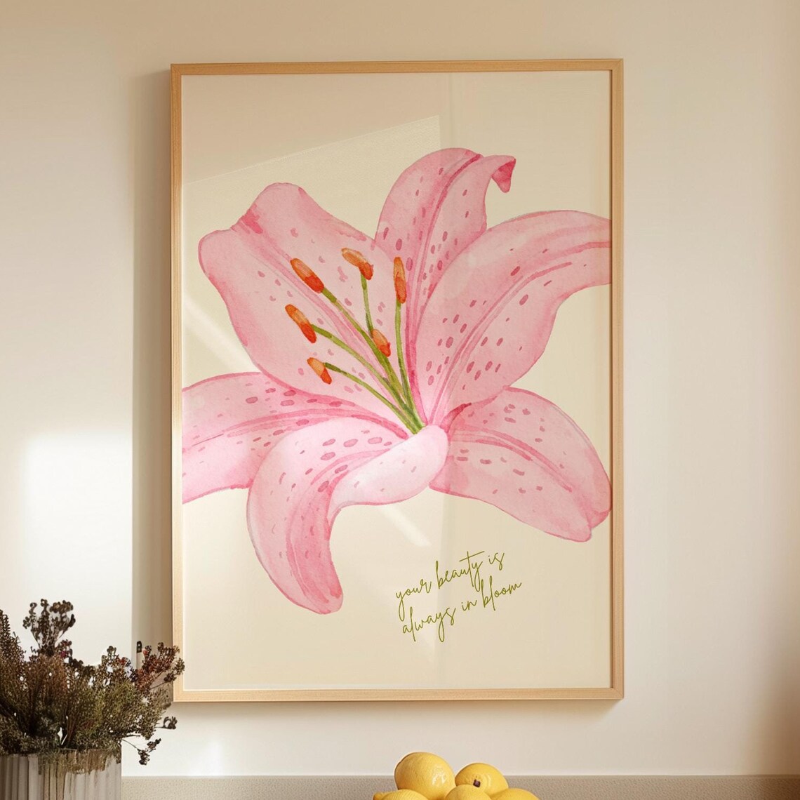 Floral Art Print Abstract Flower Wall Decor Minimalist Modern Home Living Room