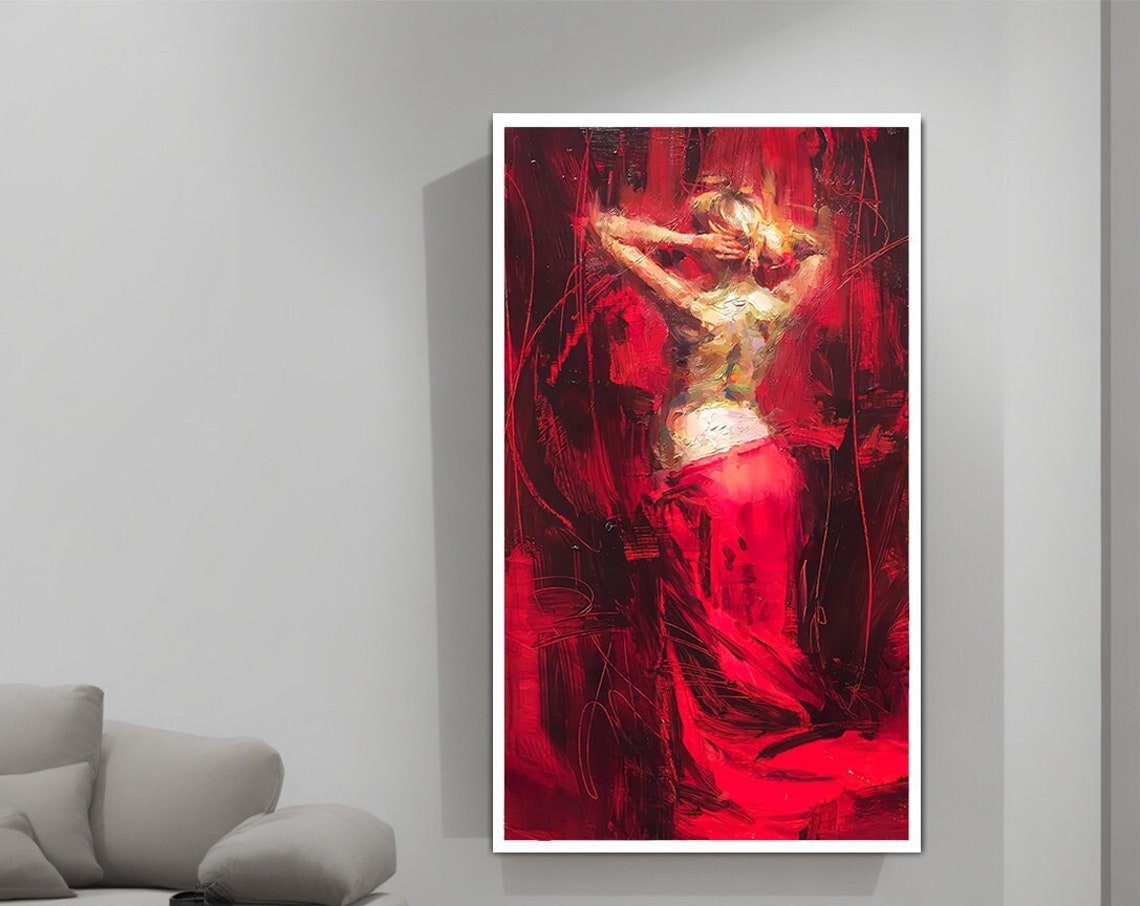 Woman In Red Dress Woman In Red Dress Art Sexy Woman In Red Dress Poster - Image 3