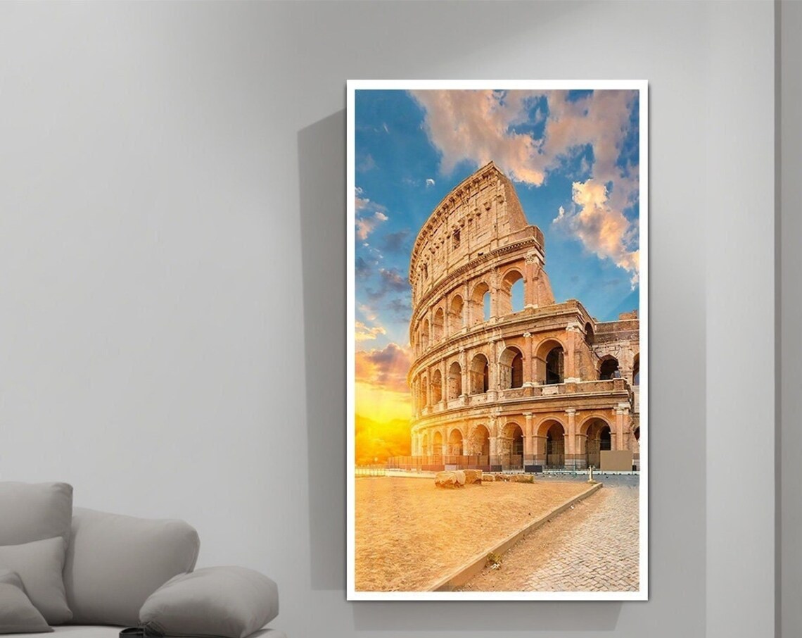 Colosseum Rome Italy Sunset Ancient Roman Landmark Travel Poster