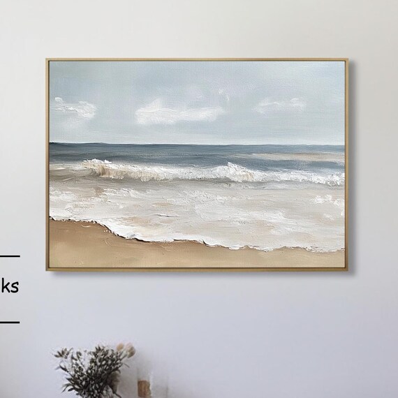 Calm Blue Ocean Waves Lapping a Quiet Sandy Beach Shoreline Poster