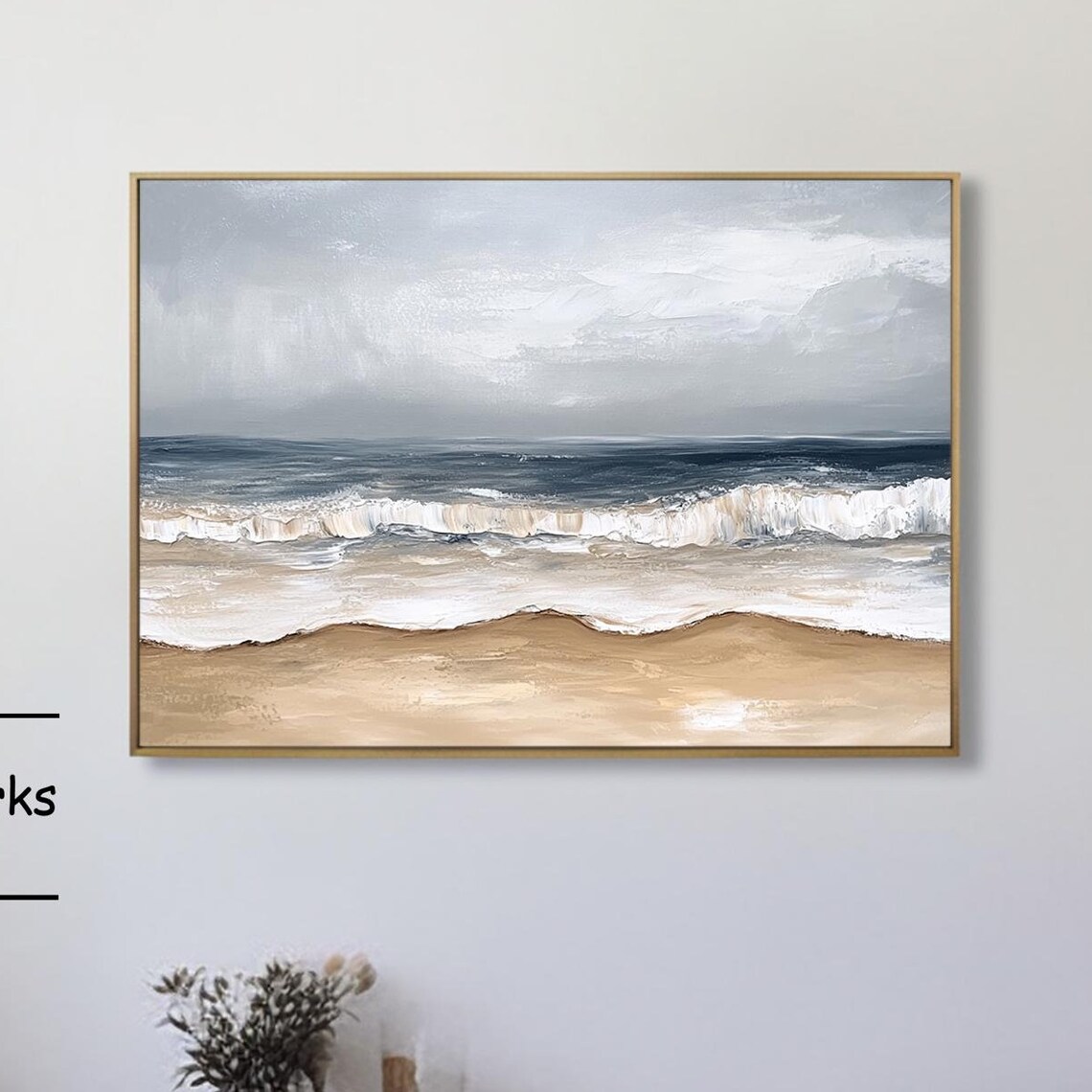 Stormy Dark Blue Ocean Waves Crashing Under a Gray Cloudy Sky Poster