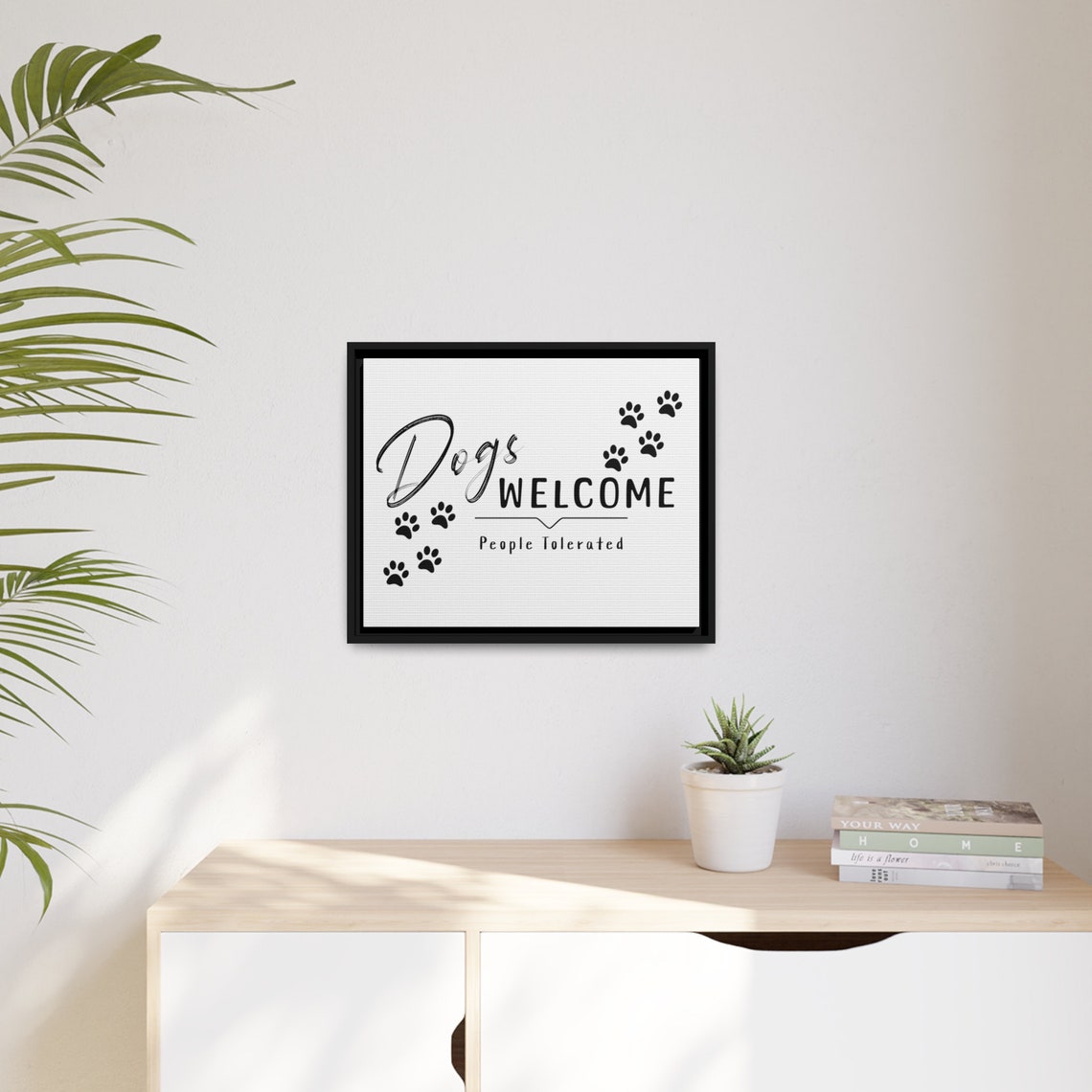 Dogs Welcome People Tolerated Script Paw Prints Pet Lover Wall Poster
