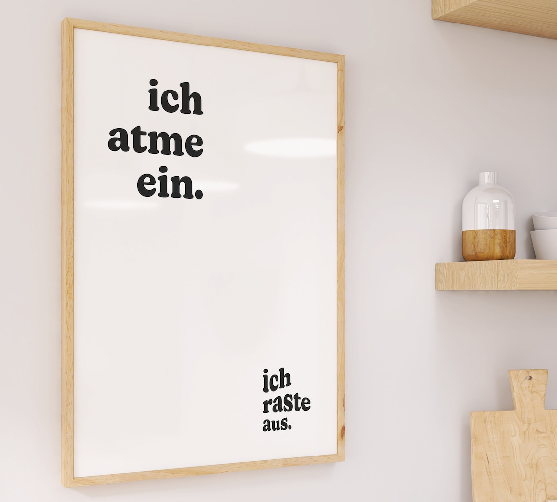 Ich Atme Ein Raste Aus Yoga Poster Print