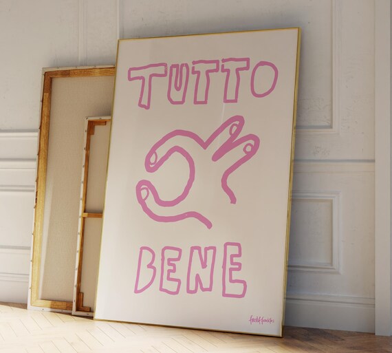 Tutto Bene Hand Sign Poster, Modern Art Print