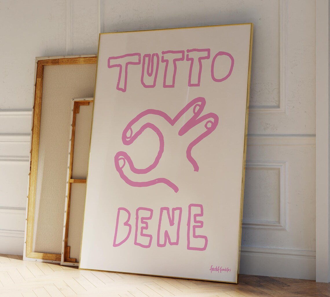 Tutto Bene Hand Sign Poster, Modern Art Print