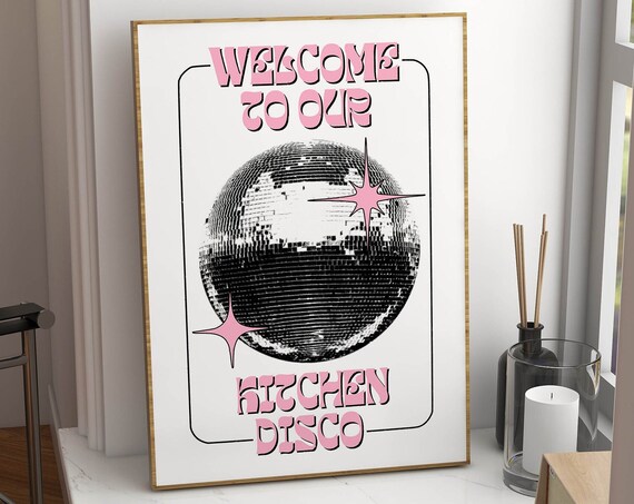 Kitchen Disco Funky Wall Art Retro Disco Art Print Groovy Kitchen Decor Retro Kitchen Wall Art Cute Apartment Decor Y2k Posters Aesthetic