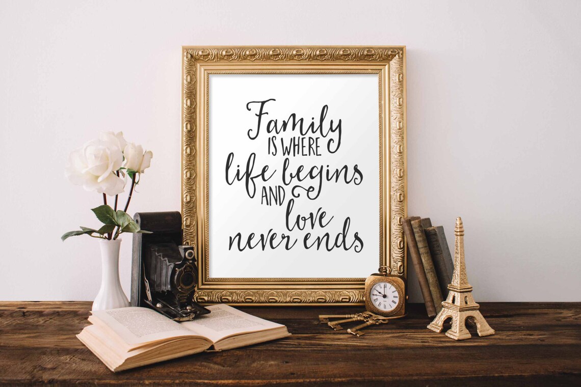 Family Quote Art Print, Black White Typography