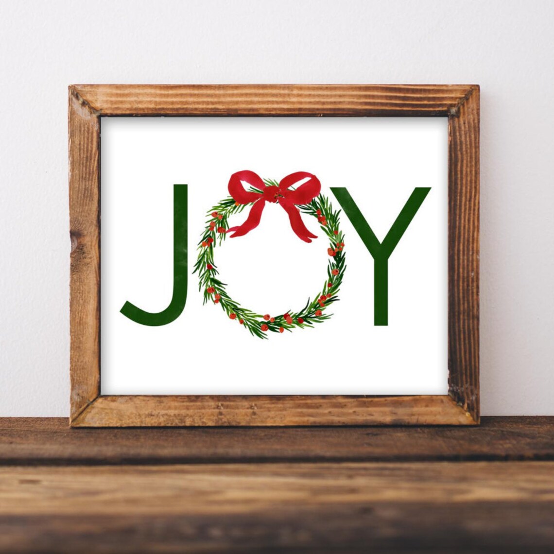Joy Christmas Wreath Holiday Poster Print