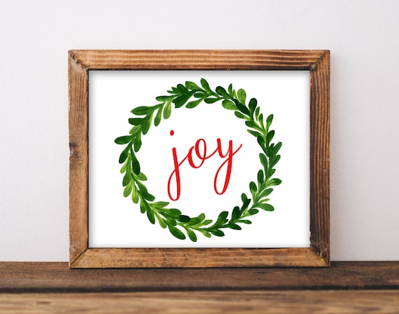 Christmas Joy Merry Sign, Holiday Wall Art Print