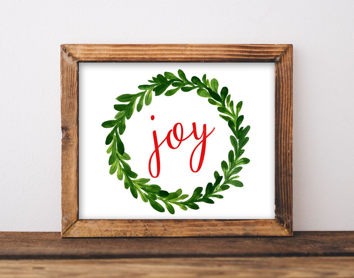 Christmas Joy Merry Sign, Holiday Wall Art Print