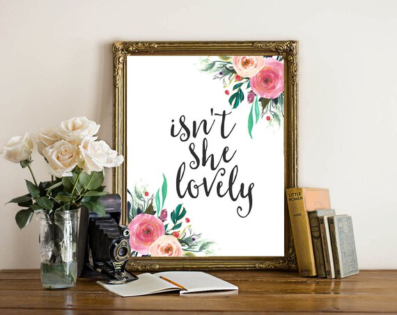 Nursery Wall Art Isnt She Lovely Quote Baby Girl Decor
