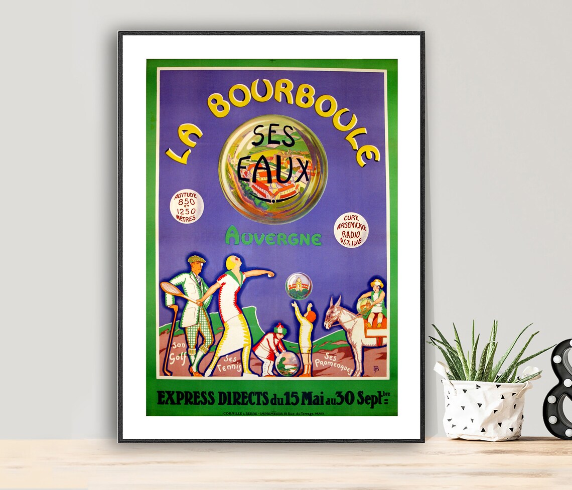 La Bourboule Auvergne Ses Eaux Vintage Spa Resort Travel Poster