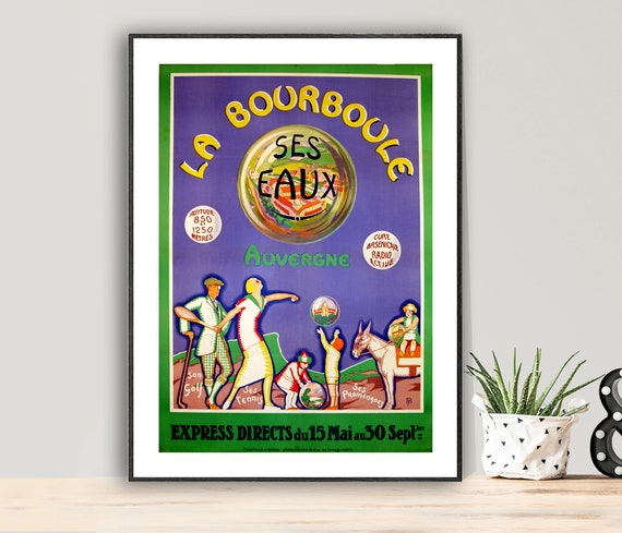 La Bourboule Ses Eaux Auvergne Vintage Travel Poster Poster Paper Or Print Gift Idea