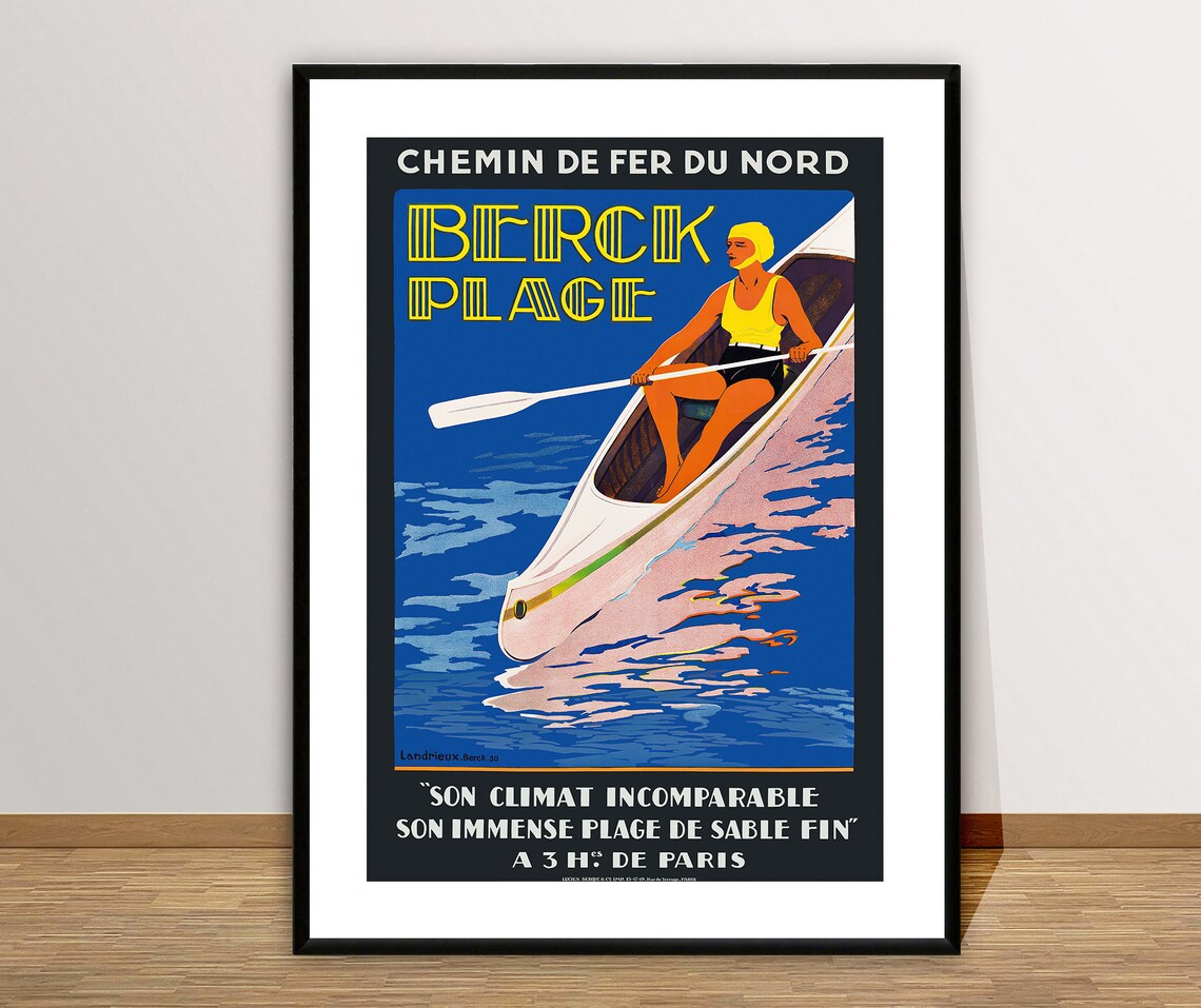 Berck Plage Canoe Woman Chemin de Fer du Nord Beach Travel Poster - Image 2
