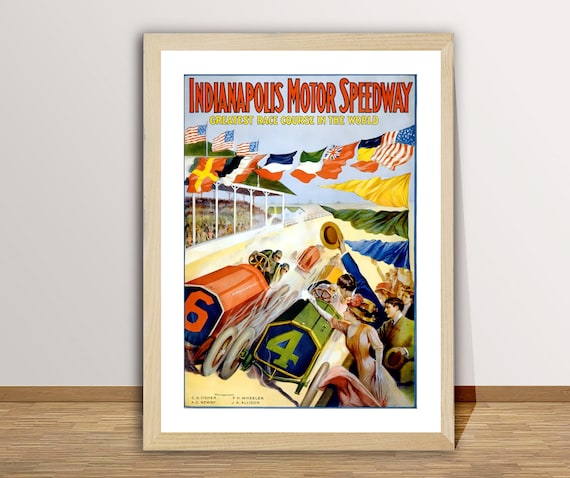 Indianapolis Motor Speedway Greatest Race Course In The World Vintage Grand Prix Poster Car Racing Poster Gift Idea Wall Decor