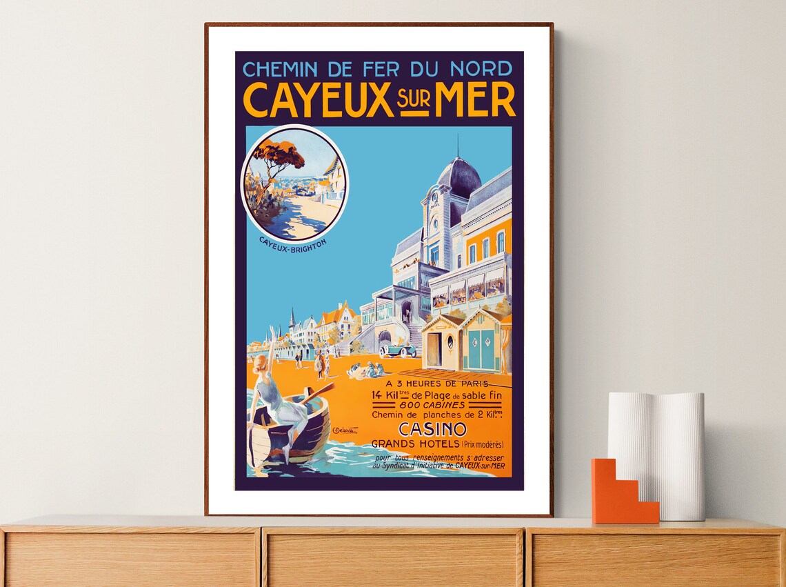 Cayeux sur Mer Vintage Railway Poster French Beach Casino Art