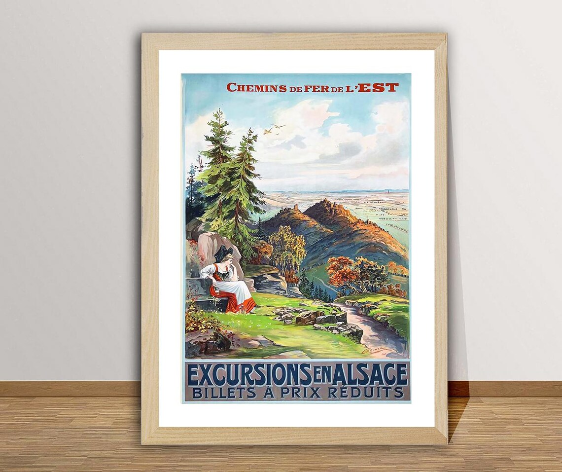 Chemins De Fer De Lest Excursions En Alsace Railway Travel Poster