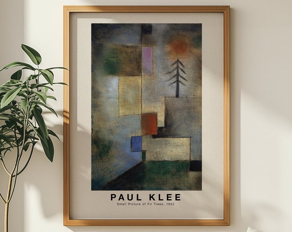 Abstract Landscape Painting Paul Klee Fir Trees Print Minimalist Poster Mid Century Modern Wall Art Bedroom Decor