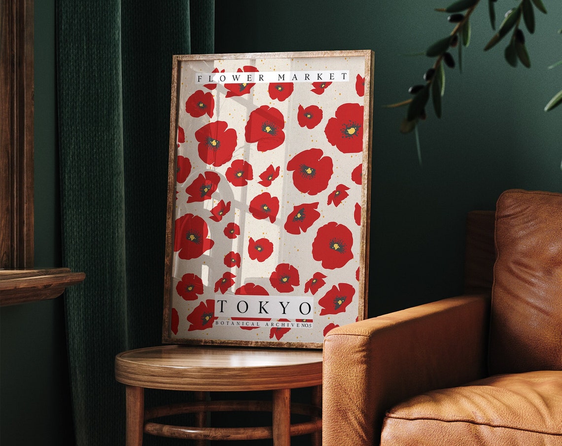Flower Market Print Tokyo Flower Market Poster Flower Market Bedroom Decor Living Room Decor Modern Floral Wall Art - Image 5