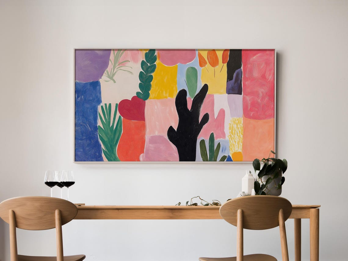 Abstract Matisse Inspired Heart Frame Tv Art Vibrant Frame Tv Art Love Inspired Wall Art Modern Trendy Decor Instant - Image 5