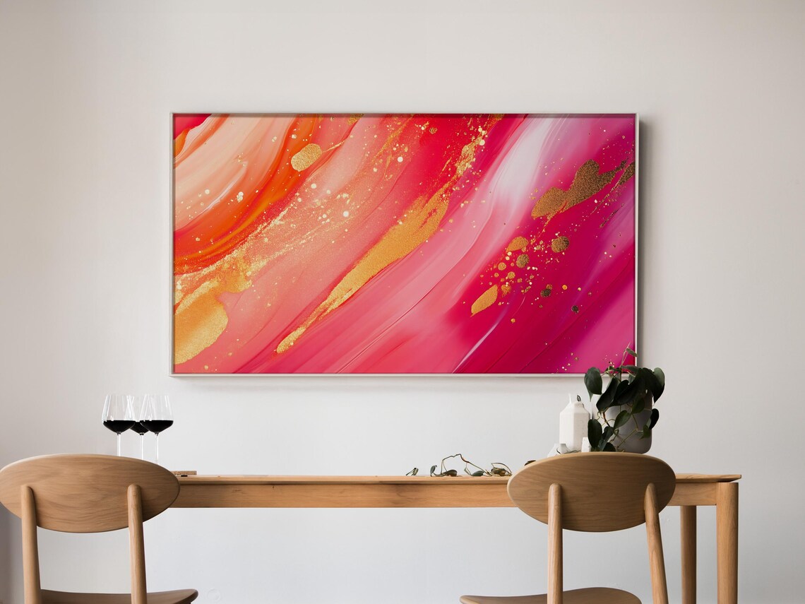 Red Gold Abstract Frame Tv Art Luxury Fluid Painting Bold Modern Art For Frame Tv Luxurious Red And Gold Modern Minimal - Image 5