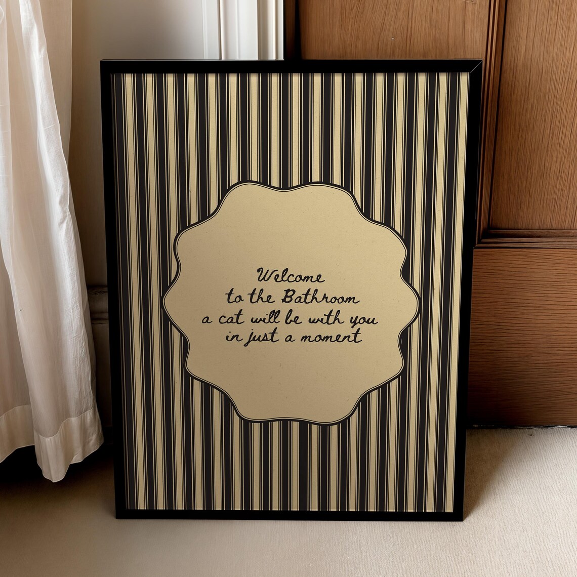 Chic Bathroom Art Funny Quote, Moody Retro Vibe