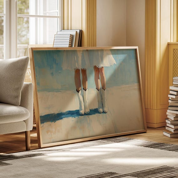 White Cowboy Boots Wedding Art Rustic Country Bride Print Western Farmhouse Decor Minimalist Cowgirl Aesthetic Southern Charm