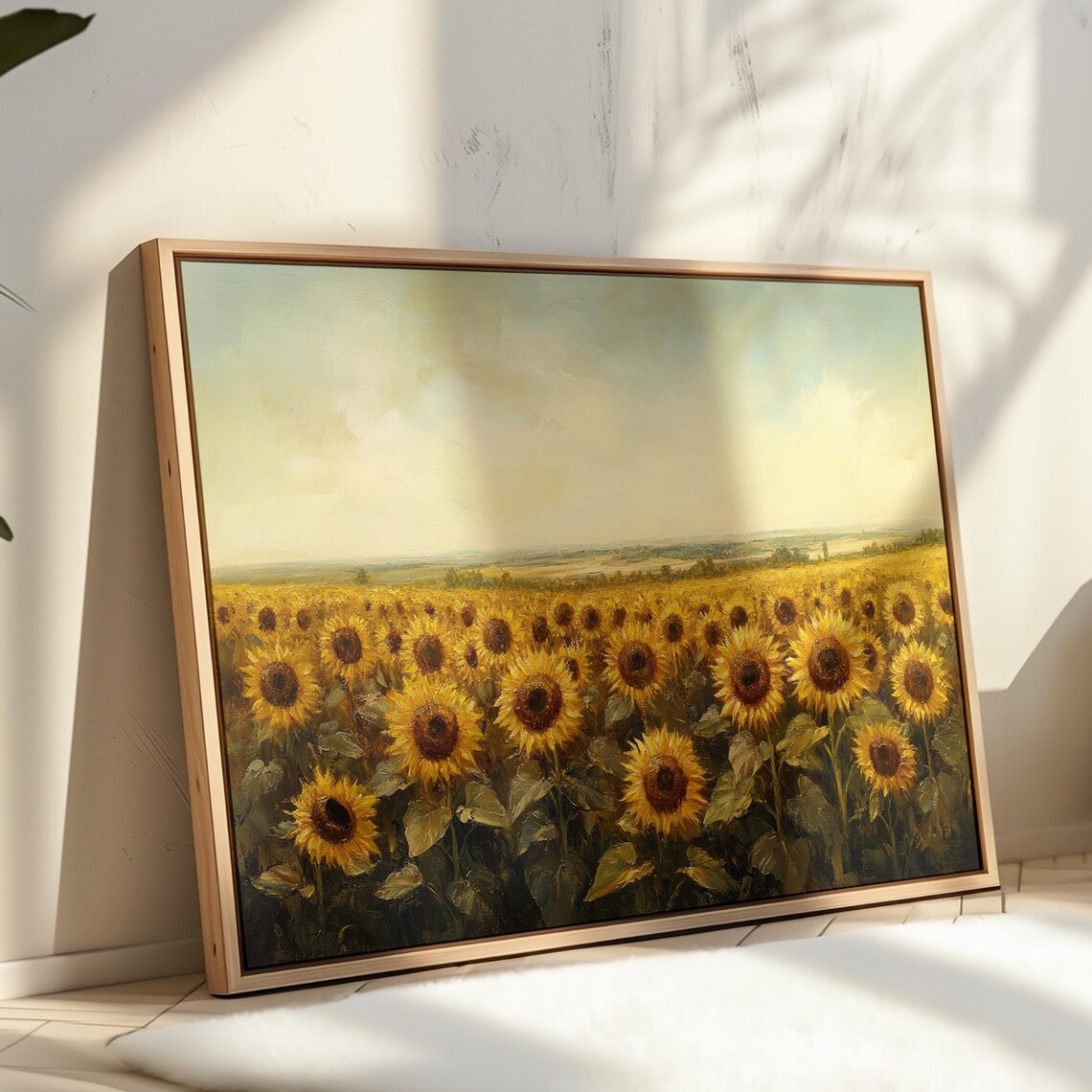 Golden Sunflower Field, Rustic Landscape Art Print