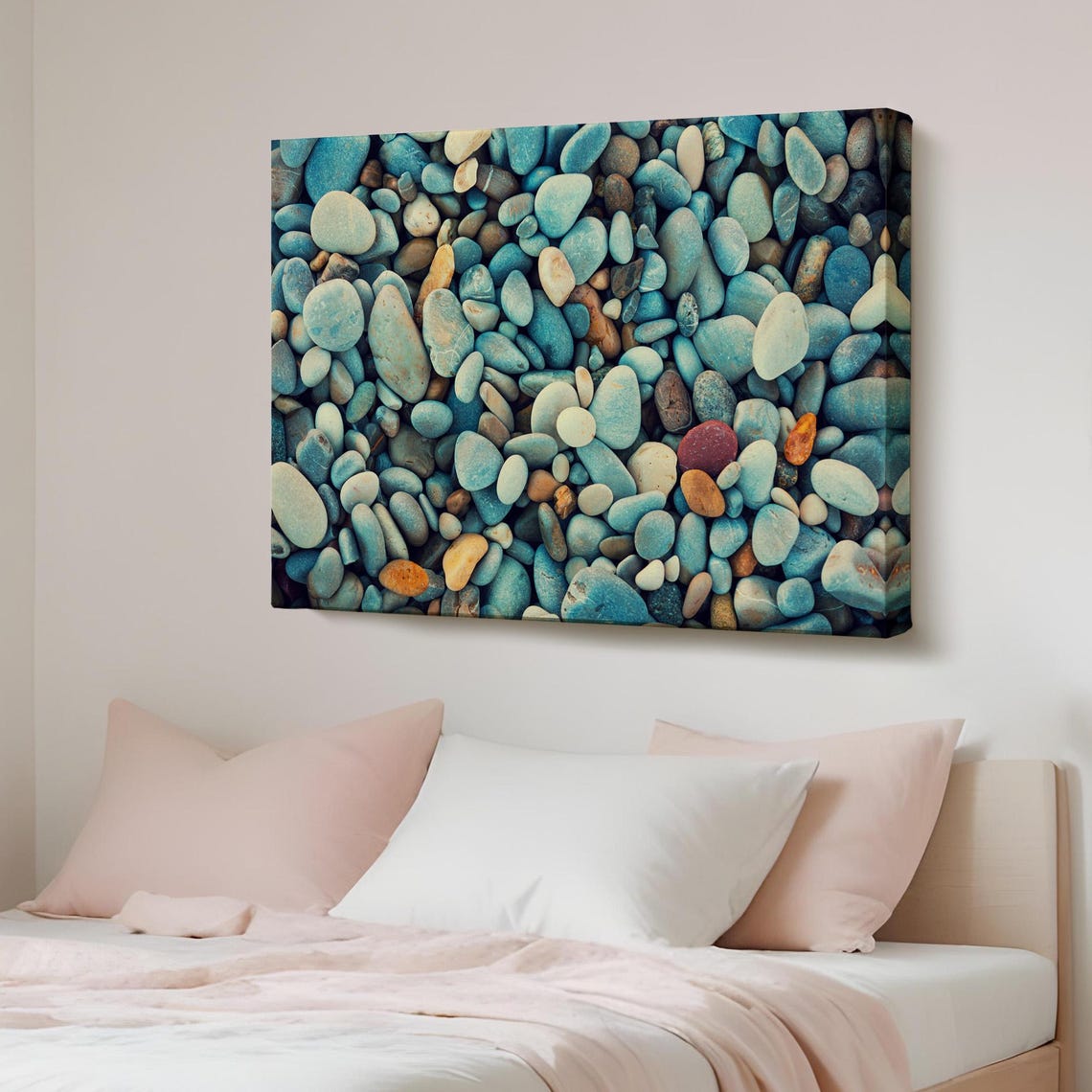 Decorative Stone By The Sea Canvas Wall Art Abstract Print Framed Large