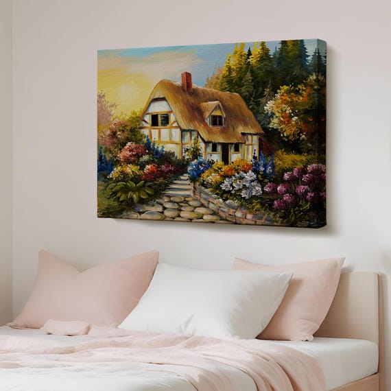 Garden House In The Forest Oilpainting Decorative Canvas Wall Painting Nature Decor Landscape Table