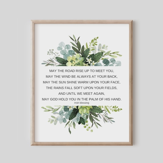 May The Road Rise Up To Meet You Irish Blessing Botanical Wall Art