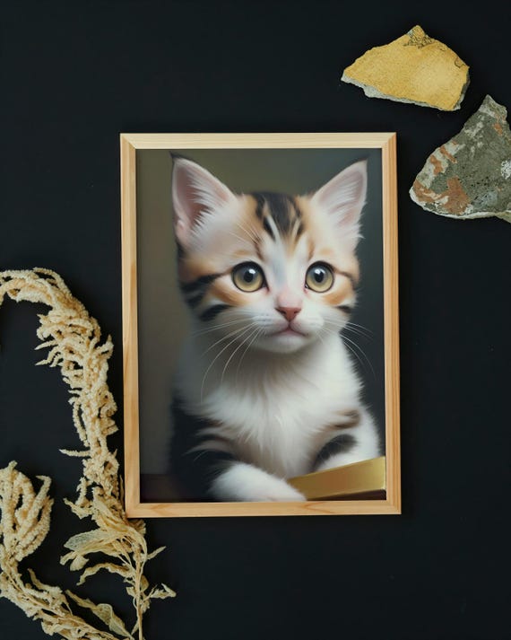 Baby Kitten Wall Art Home Decor Cute Animal Painting Living Room Art