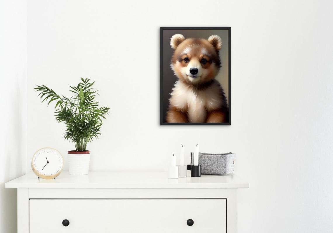 Baby Bear Wall Art Home Decor Cute Animal Painting Living Room Art - Image 4