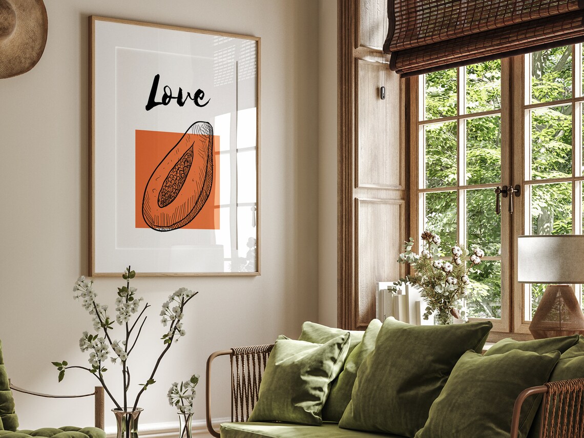Papaya Love Fruit of the Spirit Boho Christian Faith Affirmation Poster - Image 4