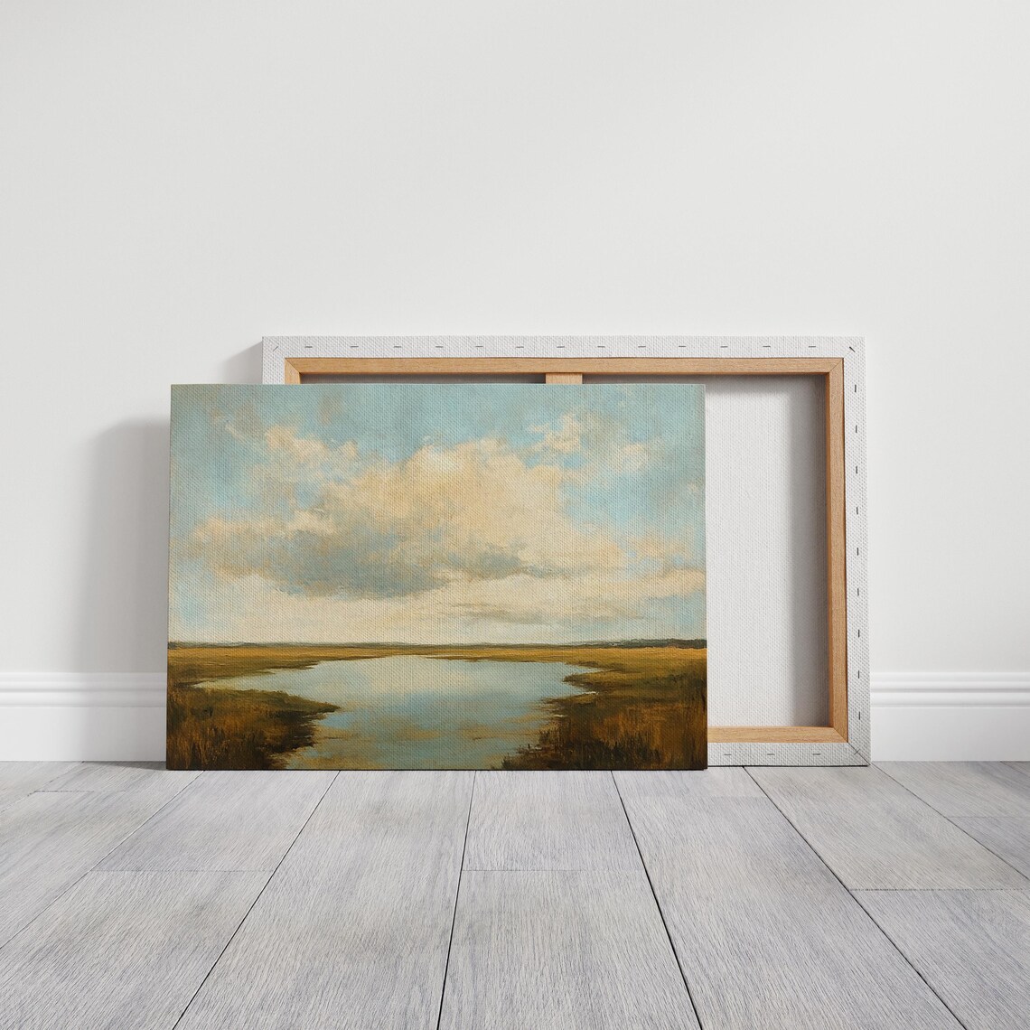 Golden Marshland Landscape, Tranquil Rustic Decor - Image 3
