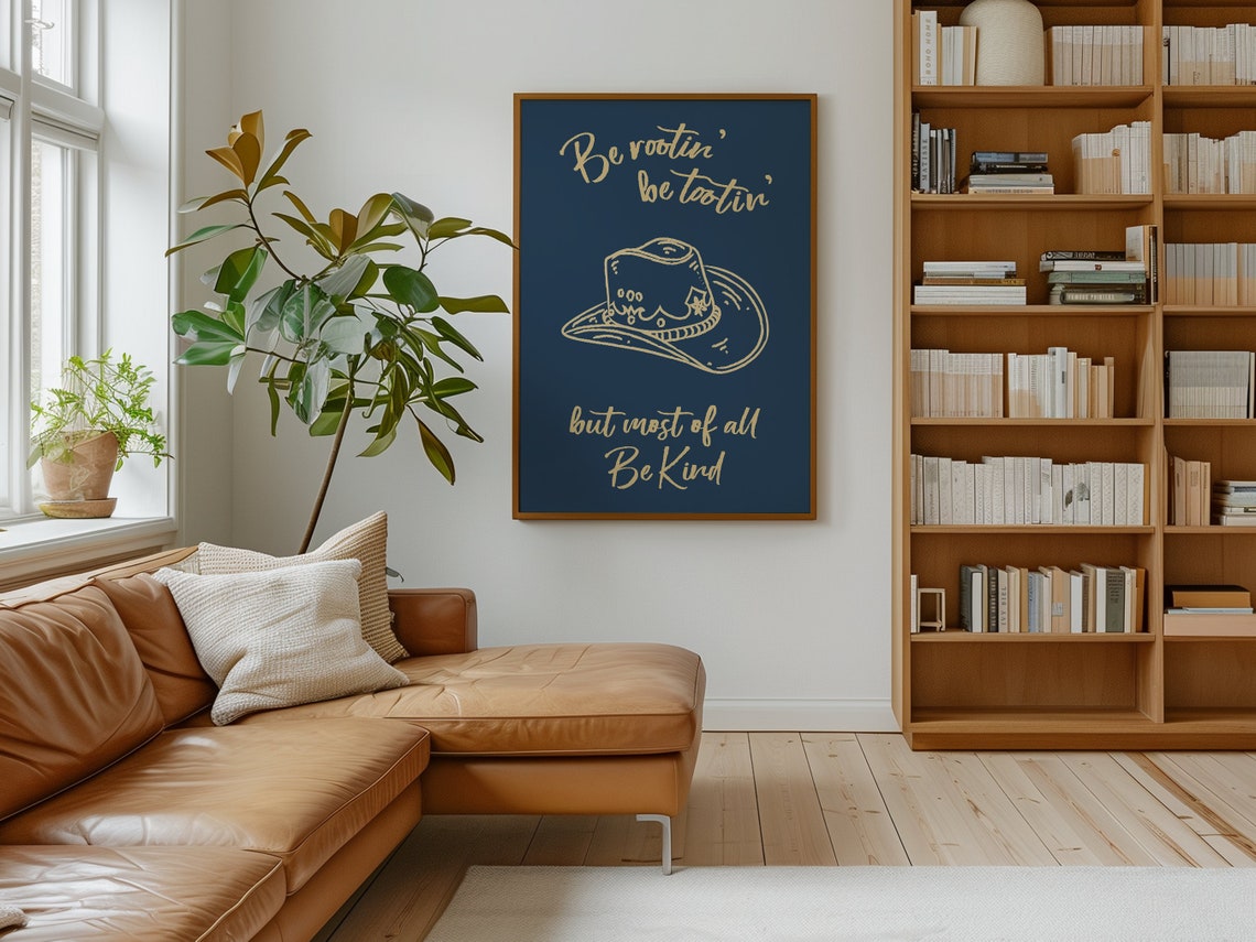 Be Rootin Be Tootin Be Kind Cowboy Hat Navy Western Quote Wall Art - Image 2