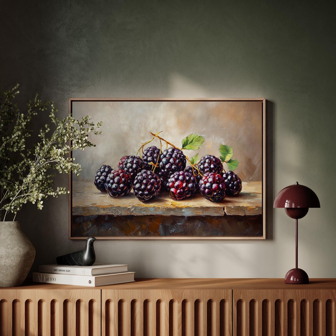 Juicy Blackberries, Rustic Still Life Art Print - Image 2