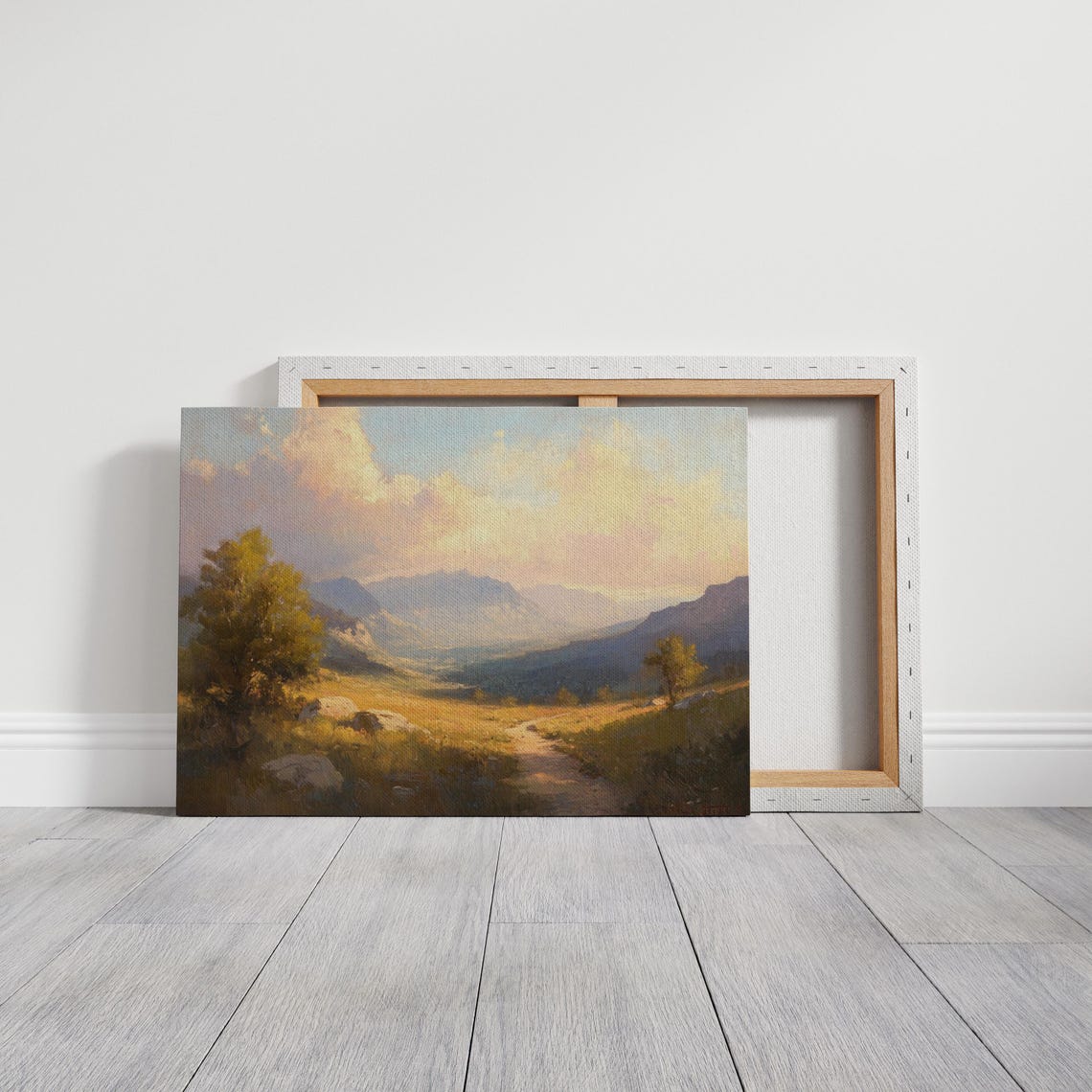 Golden Valley Landscape Art Serene Mountain Path Nature Inspired Wall Decor Print Tranquil Countryside Painting Rustic Home Accent - Image 4