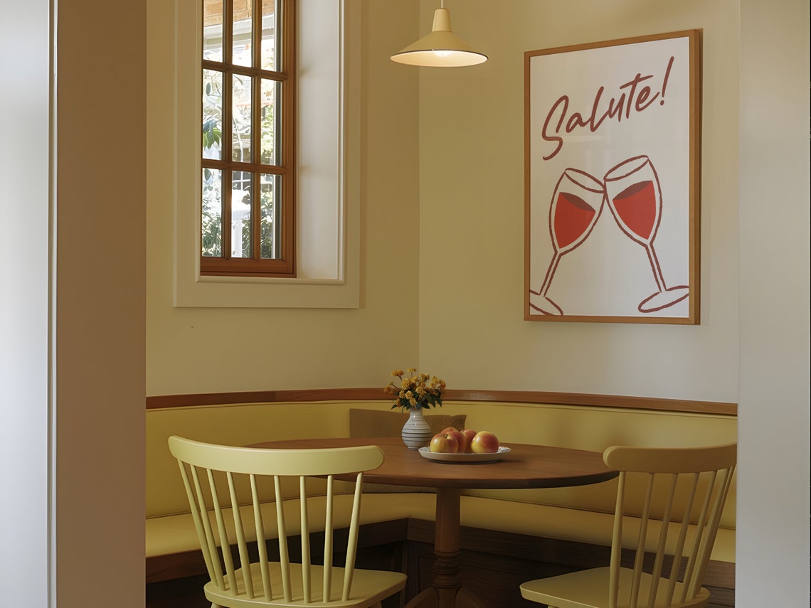 Salute Italian Toast Wine Glasses Retro Kitchen Bar Quote Wall Art - Image 4
