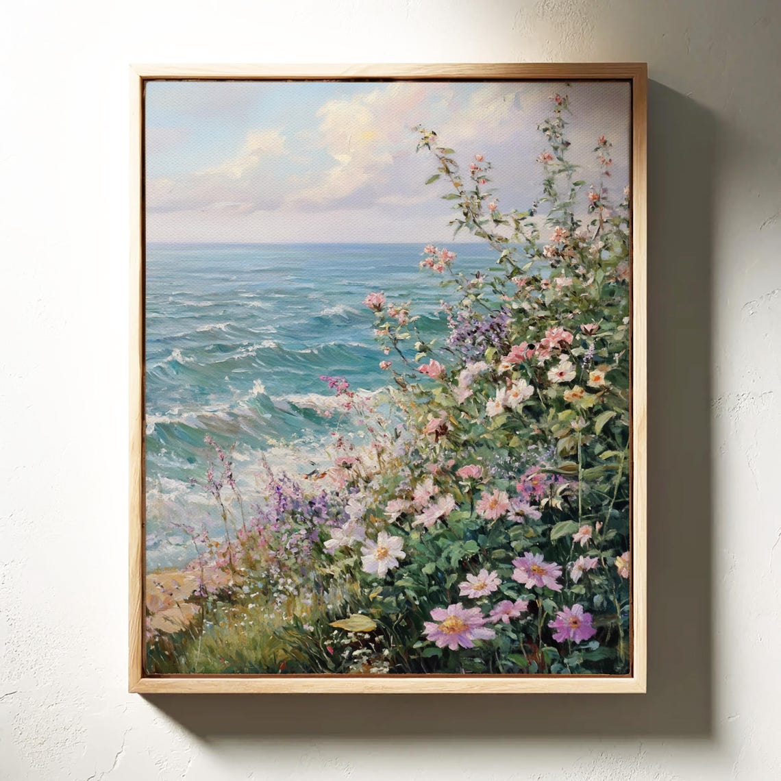 Ocean Waves And Wildflowers Coastal Cliff Seaside Meadow Scene Poster - Image 5