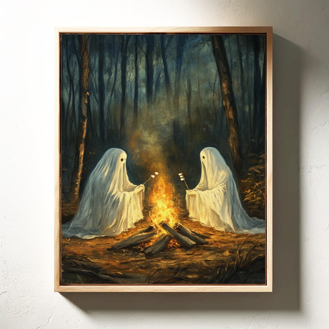 Ghosts Roasting Marshmallows, Cozy Spooky Art - Image 2