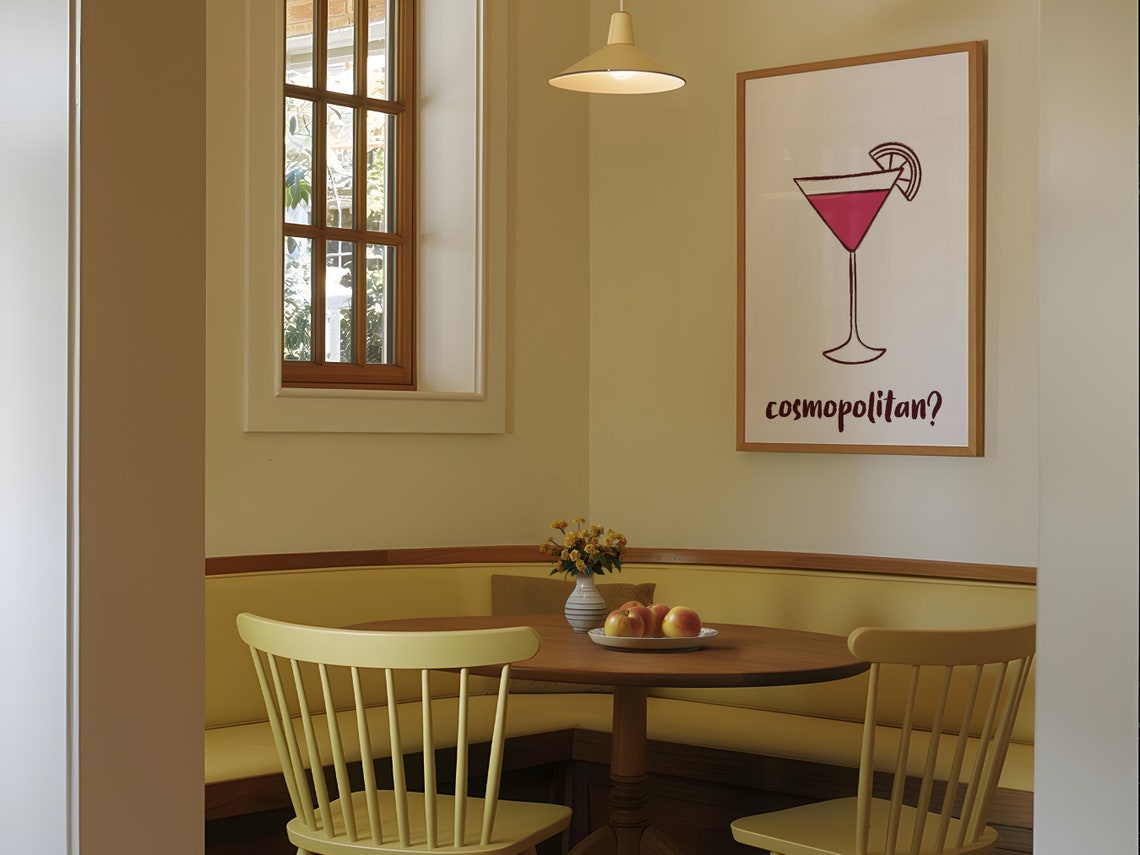 Cosmopolitan Pink Martini Glass Lime Wedge Cocktail Bar Poster - Image 4