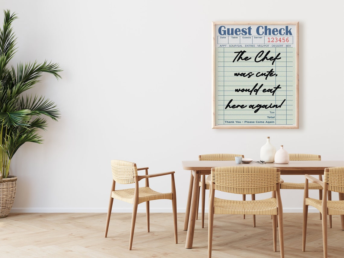 Chef Was Cute Would Eat Here Again Guest Check Funny Wall Art - Image 2