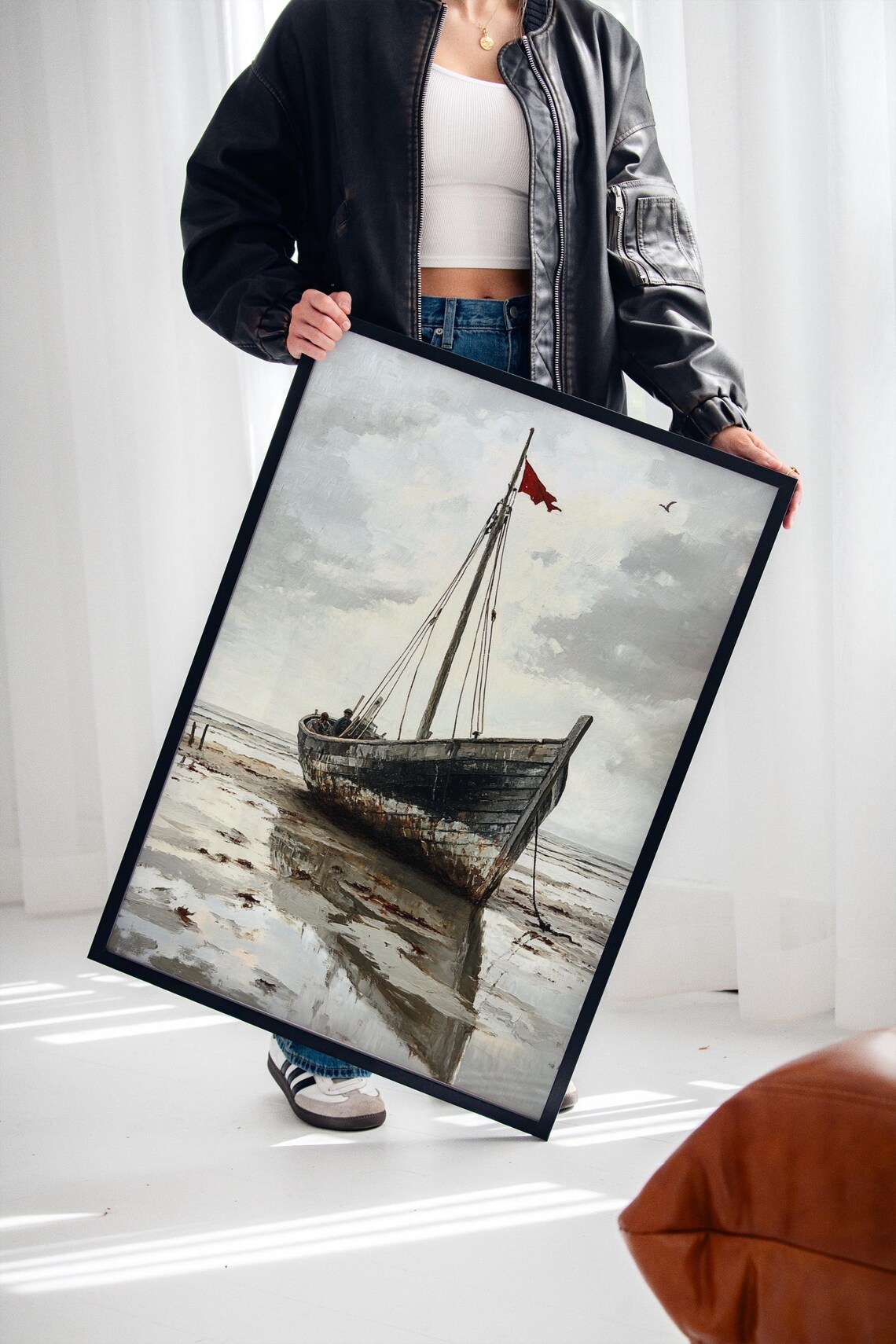 Rustic Beached Boat Vintage Nautical Coastal Art Print - Image 2