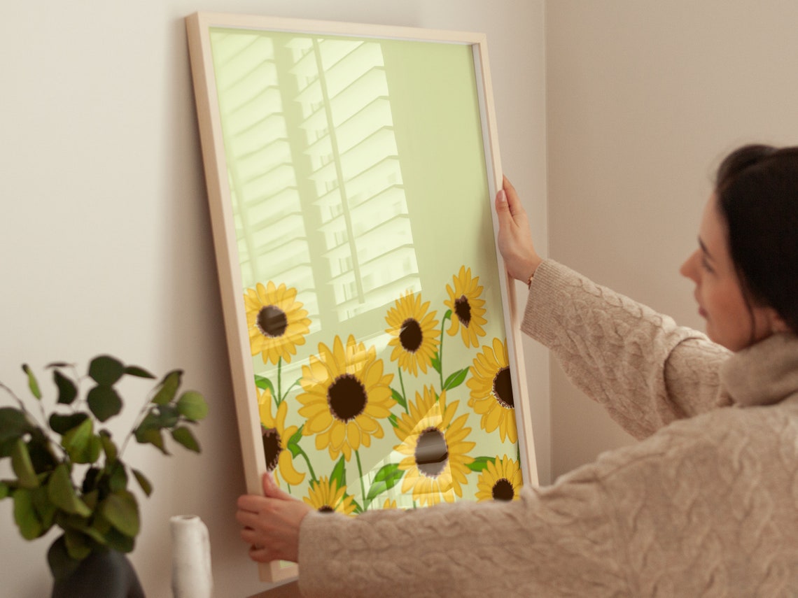 Sunflower Boho Minimalist Botanical Art - Image 3